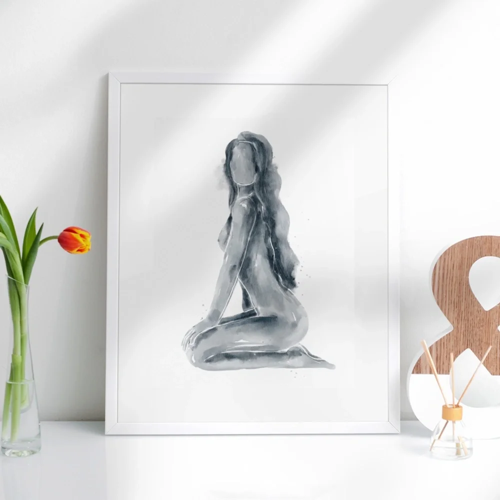 Watercolor Abstract Nude Woman Portrait Print Poster Unframed - Picture 8 of 14